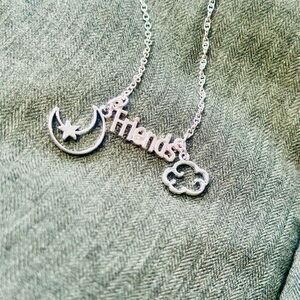 Cute friends, necklace, silver color with two cute dangling charms